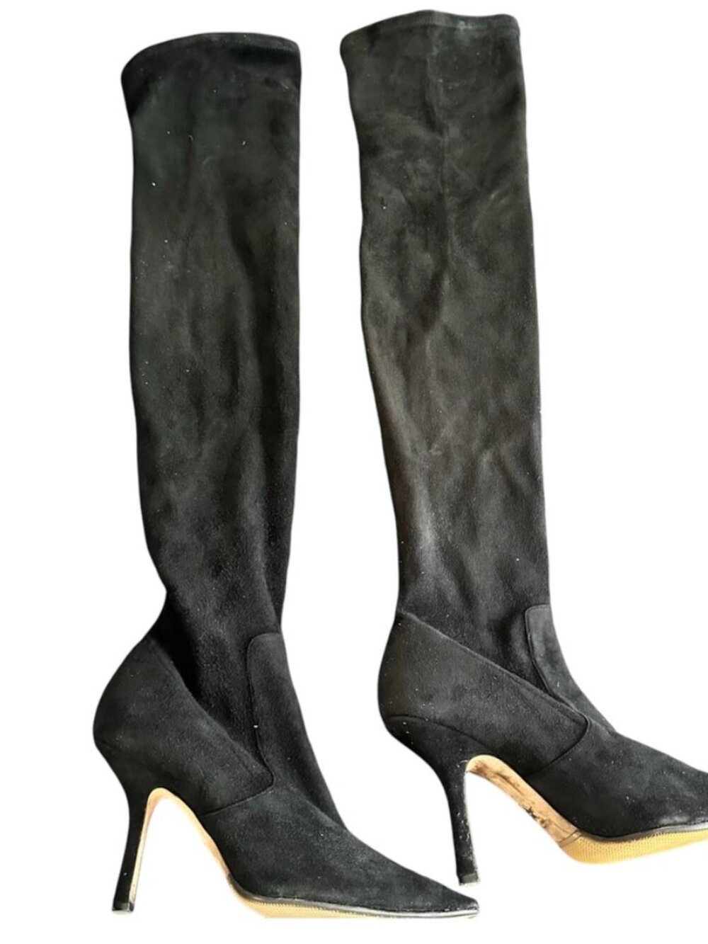Dior Black Suede Knee High Stiletto Heel Boots Size 42